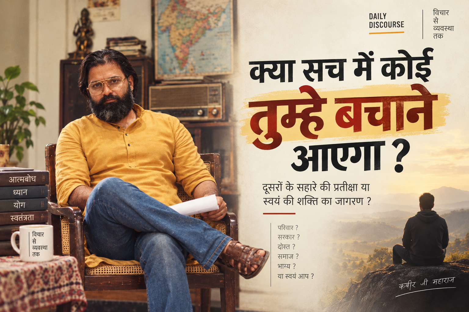 क्या सच में कोई तुम्हें बचाने आएगा? — Kabeer Ji Maharaj Daily Discourse | बाहर नहीं असली सहारा भीतर है | आत्मबोध ध्यान योग स्वतंत्रता आंतरिक शक्ति